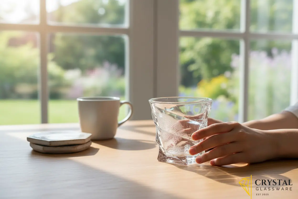 Delisoga elegance drinking glass features a distinctive twisted, textured design